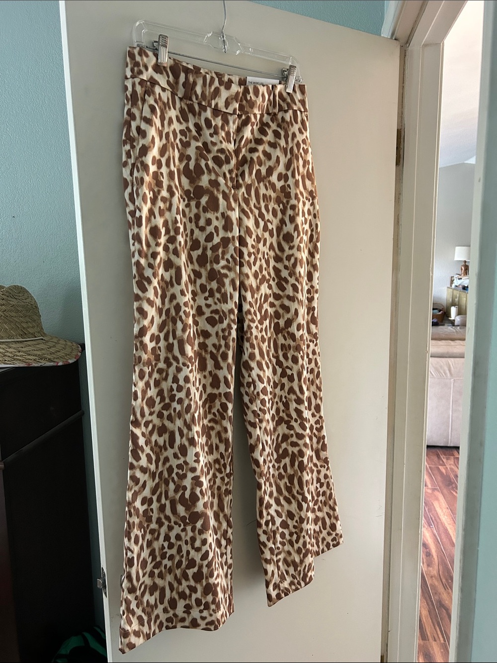 Ann Taylor Cream & Brown Leopard Wide-Leg Pants